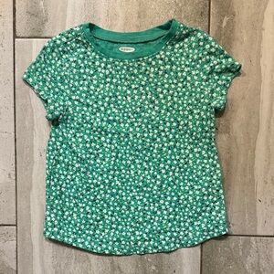 Old Navy Green Short Sleeve Floral Print Tee